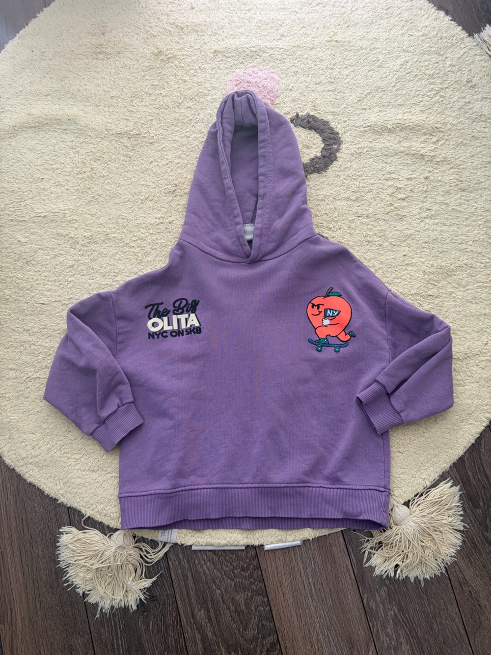 Zara Purple Kids Hoodie with Peach Skate Graphic